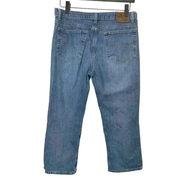 Vintage Polo Ralph Lauren Hi  Rise Cropped Bootcut Jeans 100% Cotton Size 14 - Picture 3 of 7